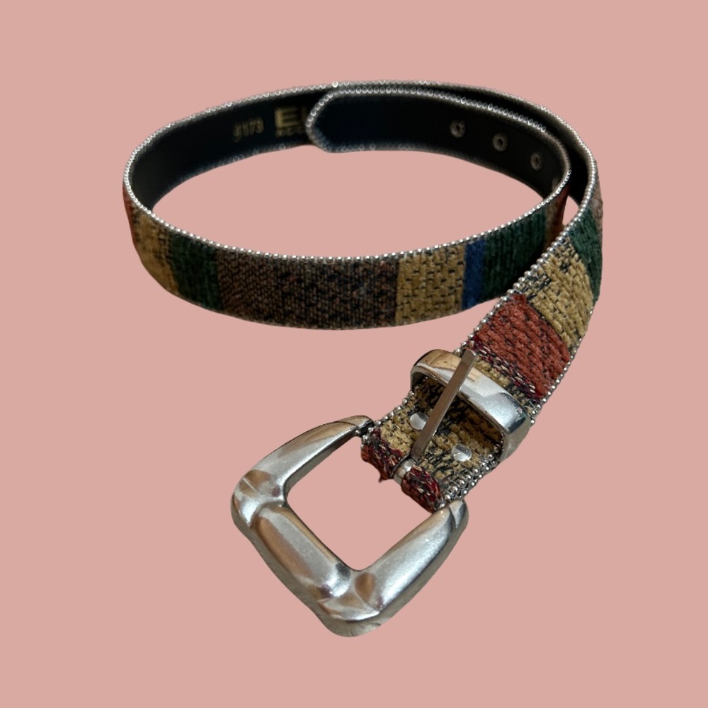Vintage Elite Fresno Belt Colorblock Woven Western Style Size M 80s/90s